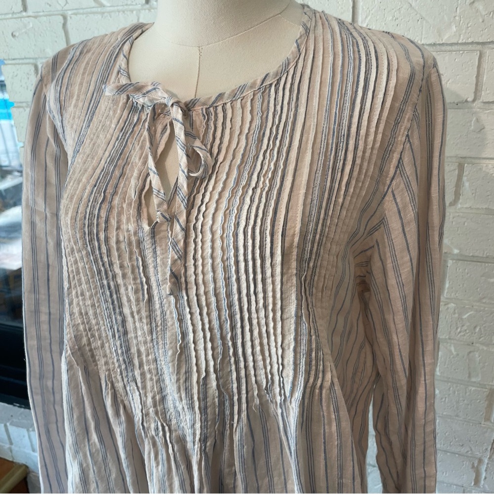 CP shades 100% Linen Blue Striped Tunic Small - Picture 5 of 12